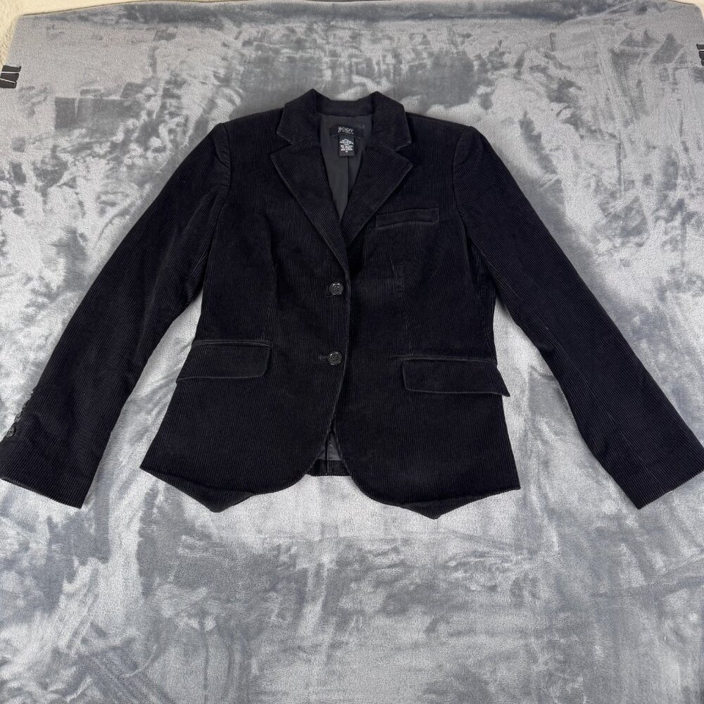 VTG Body by Victoria Sz 10 Corduroy Single Breasted Blazer Jacket Black Y2K